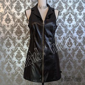 Tripp nyc Faux Leather Center Skull Zipper Dress